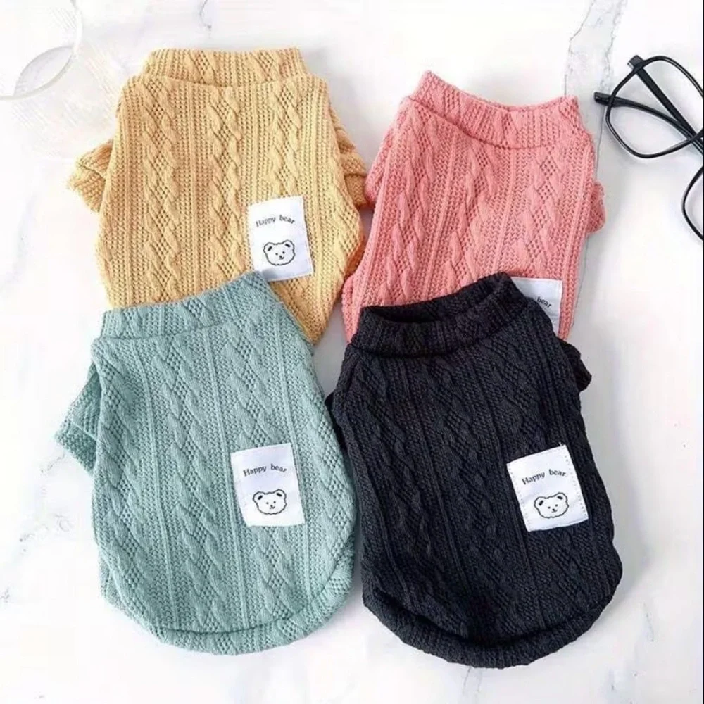 COMFY KNIT PULLOVER PET SWEATER WITH TED TEXTURE IN YELLOW - BRAND NEW